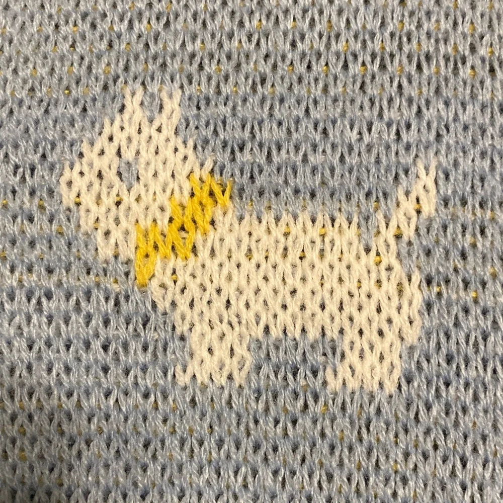 Stranger Things Light Blue Sweater with Scottie Dog Pattern XXS - XS - S - NEW - Picture 6 of 11